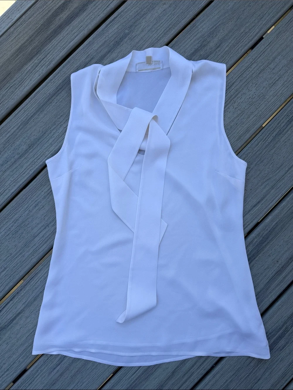Michael Kors White Sleeveless Silk Tie-Neck Camisole